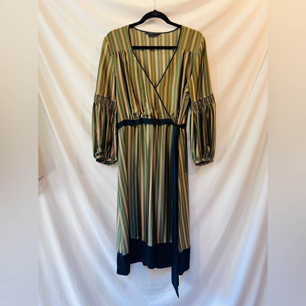 Silk Green Stripe Dress